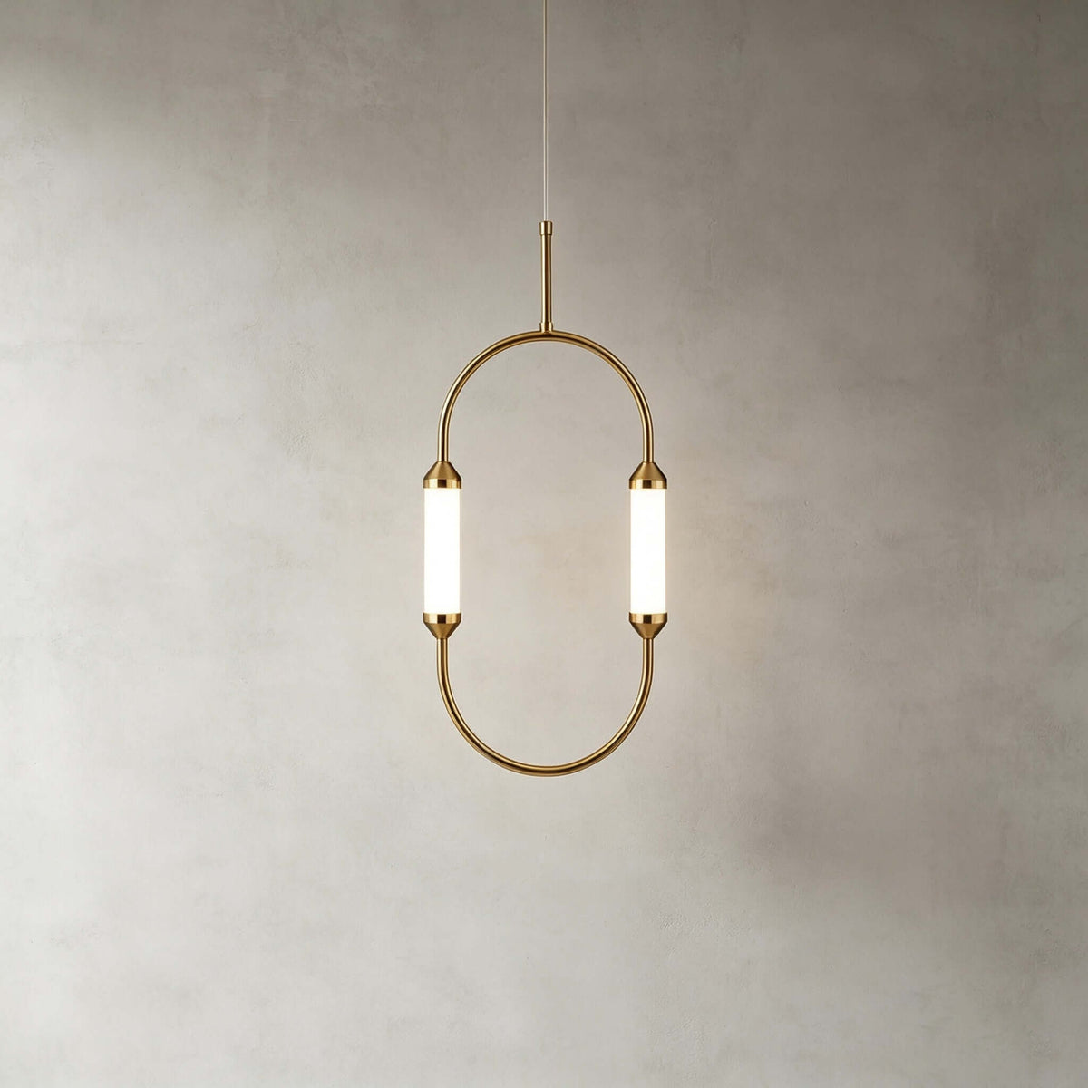 Brushed gold oval minimalist LED chandelier by BROKLEN – view 14
