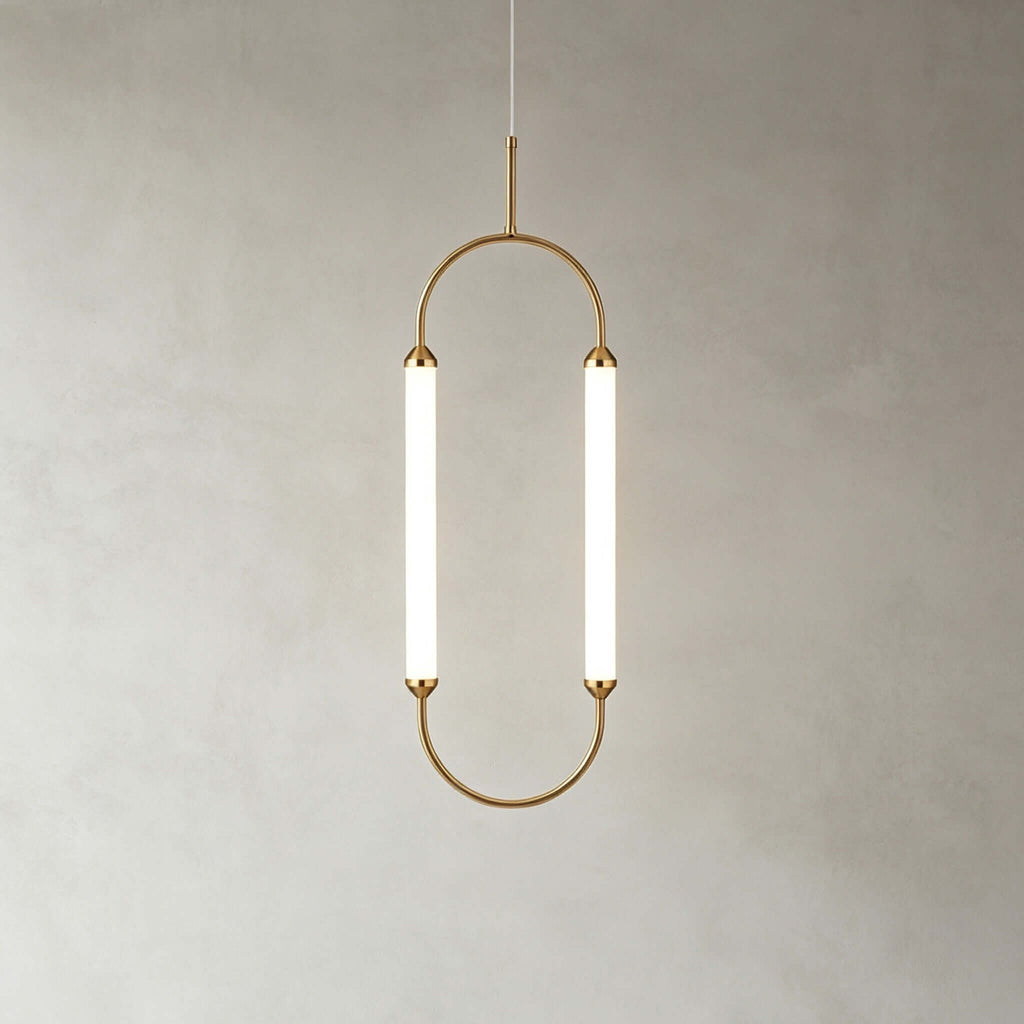 Brushed gold oval minimalist LED chandelier by BROKLEN – view 15