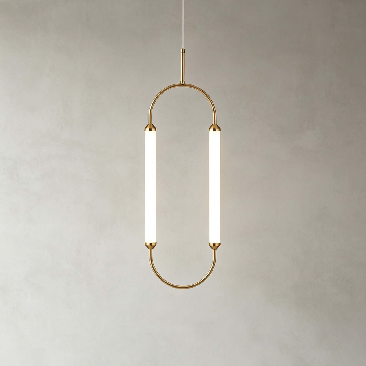 Brushed gold oval minimalist LED chandelier by BROKLEN – view 15