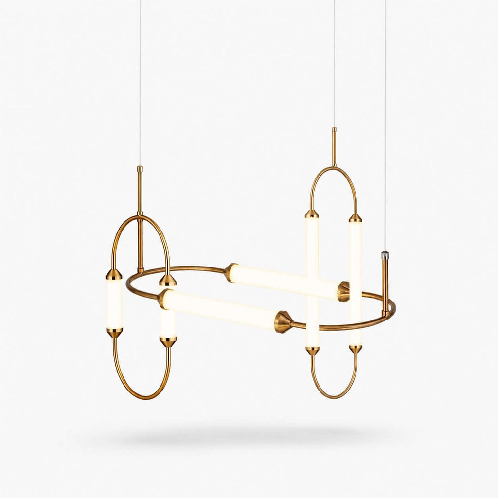 Brushed gold oval minimalist LED chandelier by BROKLEN – view 17