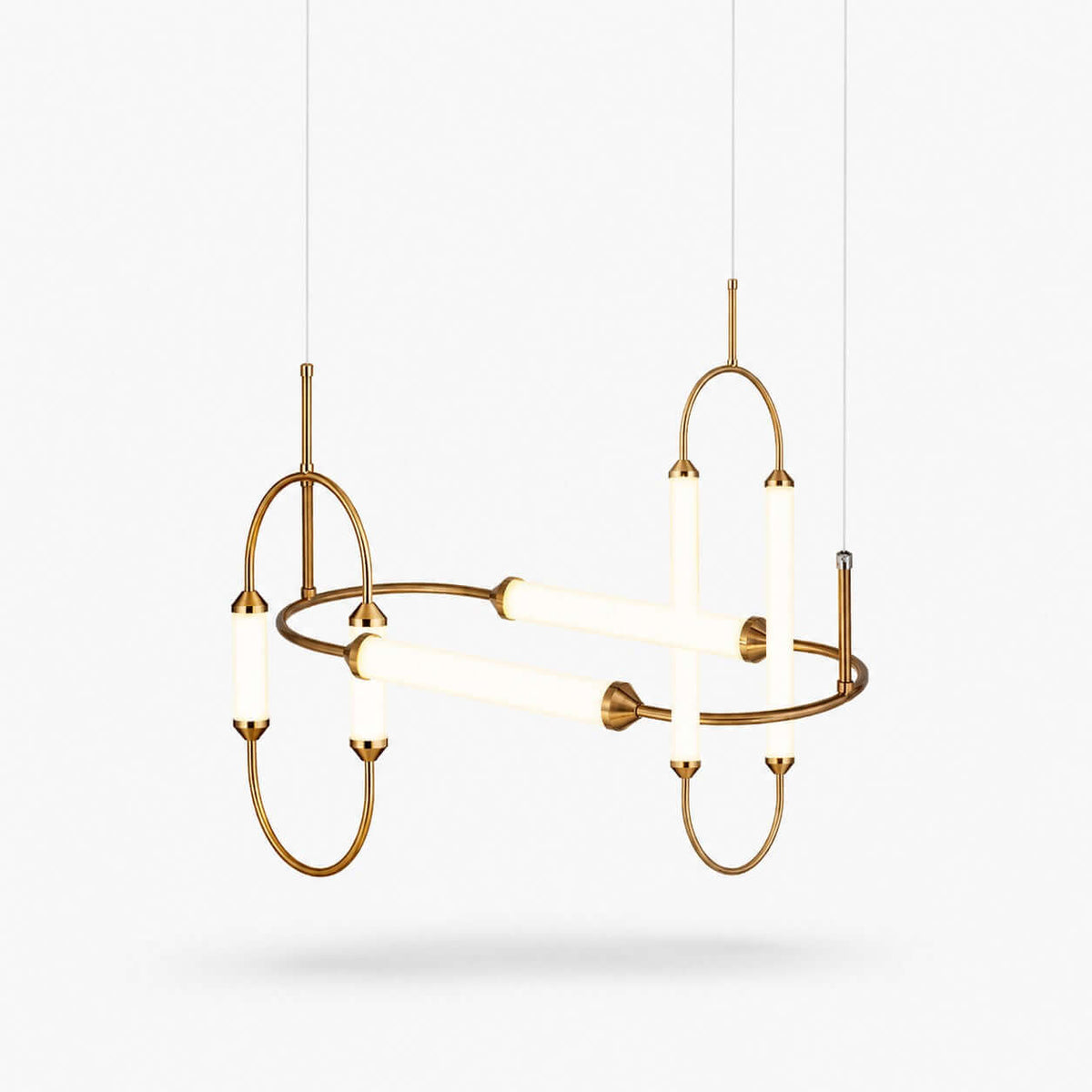 Brushed gold oval minimalist LED chandelier by BROKLEN – view 17