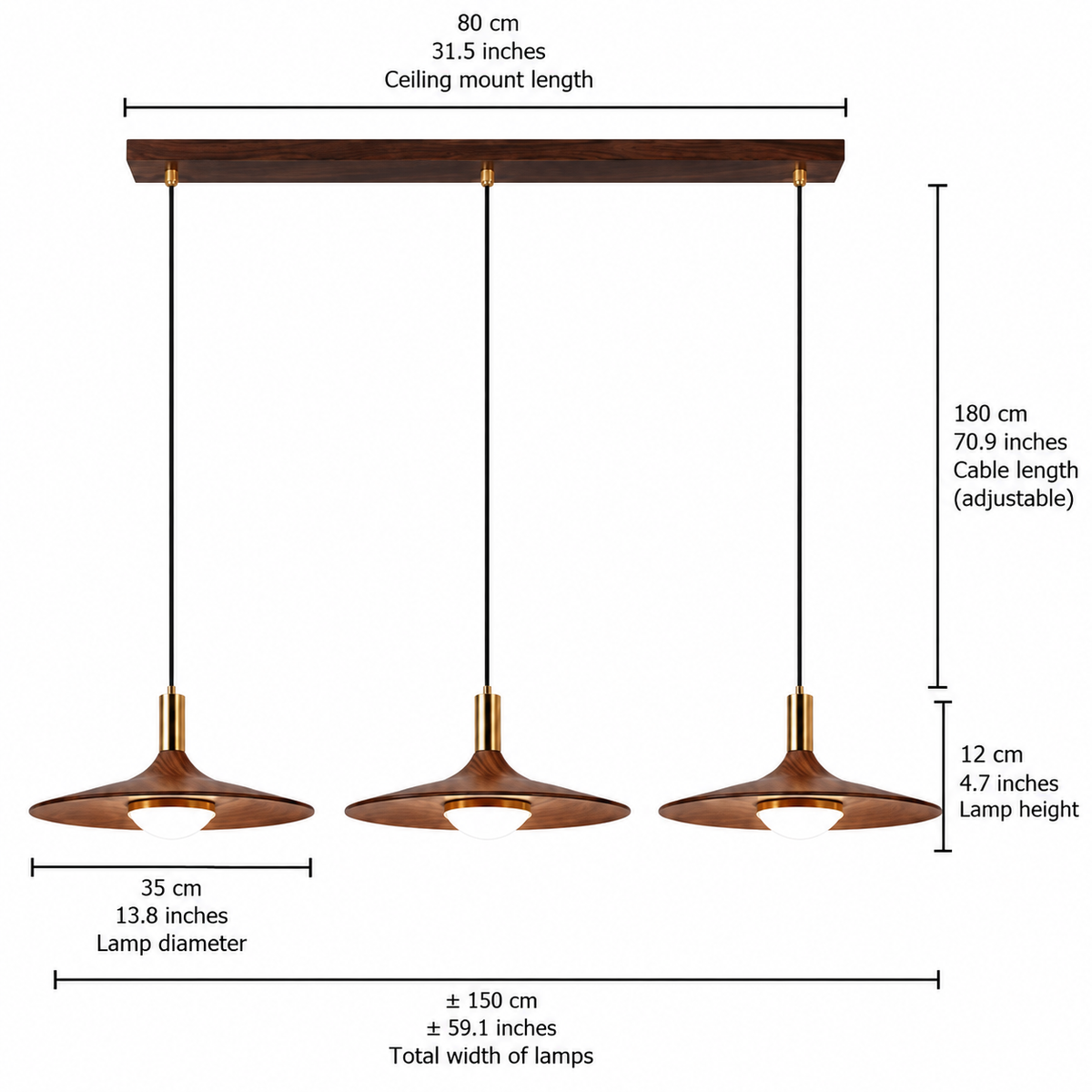 Nordic walnut-effect pendant light by BROKLEN – view 15