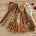 Seven piece natural wooden kitchen utensil set by BROKLEN