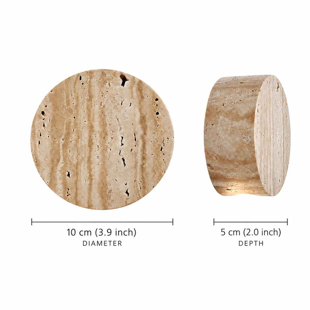 Wabi-sabi round travertine wall light by BROKLEN – view 14