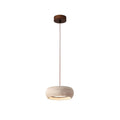 Wabi-sabi travertine pendant light – cylinder stone hanging light by BROKLEN
