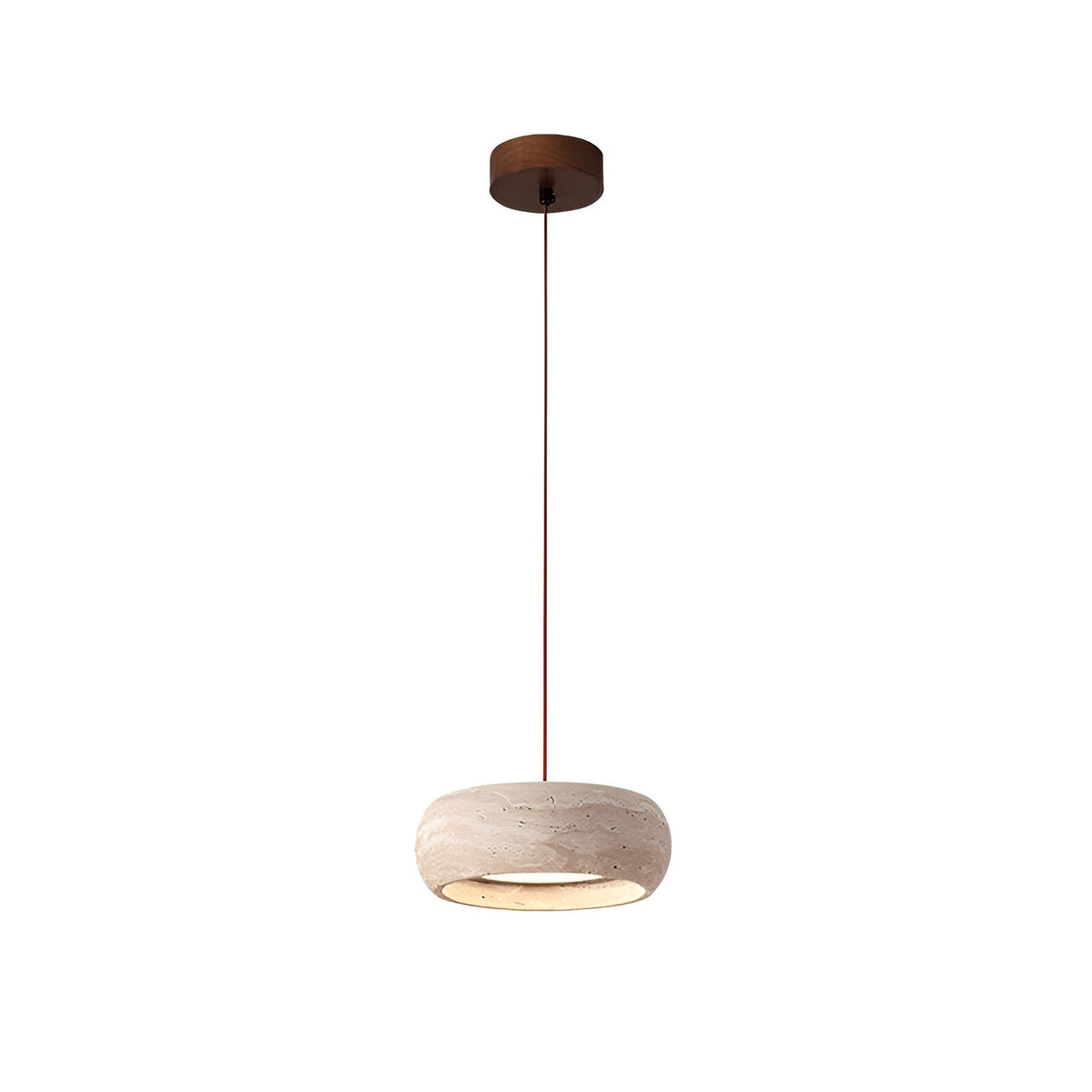 Wabi-sabi travertine pendant light – cylinder stone hanging light by BROKLEN