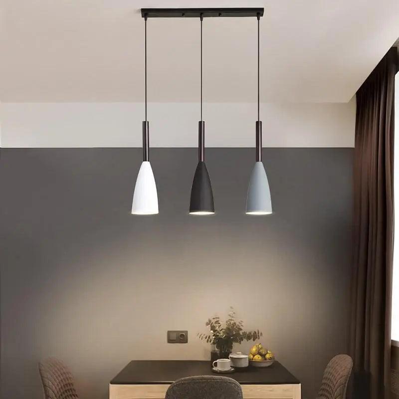 Three-light kitchen ceiling pendant with tapered metal shades by BROKLEN – view 6