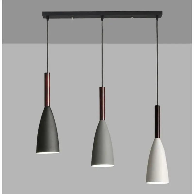 Three-light kitchen ceiling pendant with tapered metal shades by BROKLEN – view 7