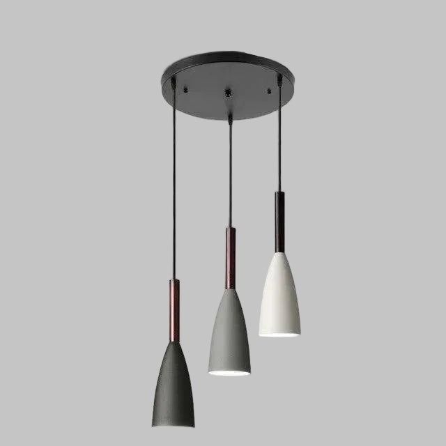 Three-light kitchen ceiling pendant with tapered metal shades by BROKLEN – view 12