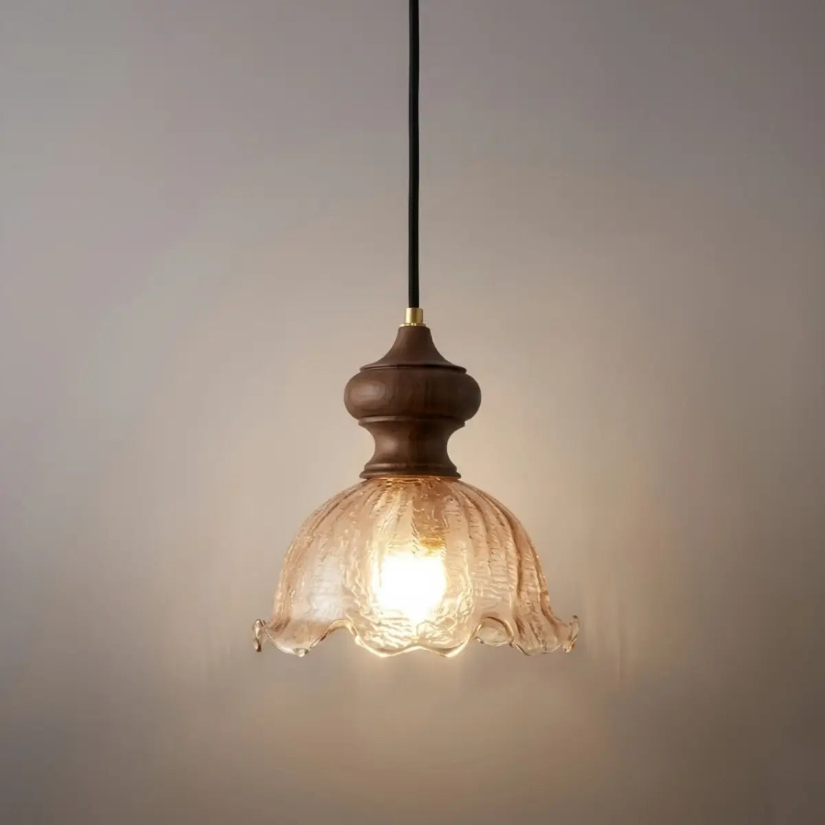 Vintage bar pendant light with rippled glass shade by BROKLEN – view 9