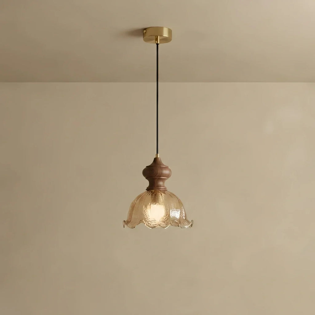 Vintage bar pendant light with rippled glass shade by BROKLEN – view 11