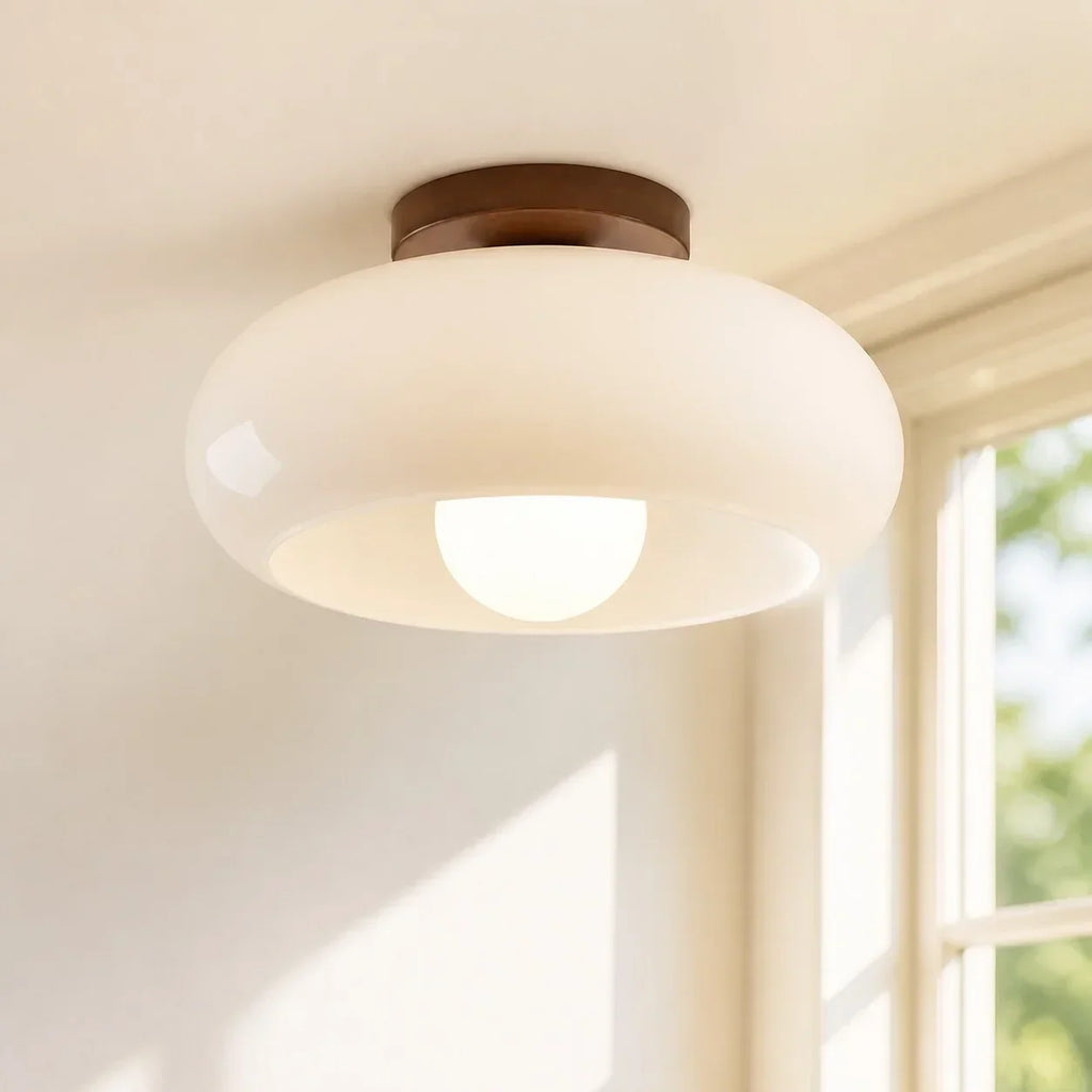 French Bauhaus ceiling light with opal glass shade by BROKLEN – view 6
