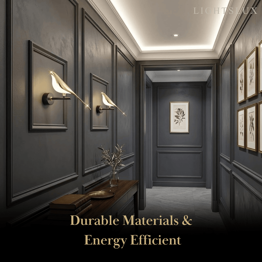 Black and gold bird design LED wall light by BROKLEN – view 5