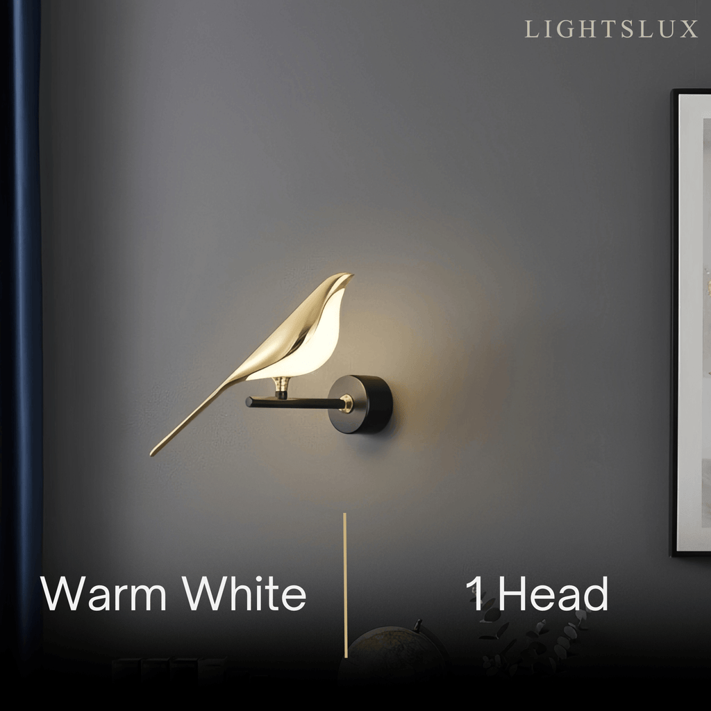 Black and gold bird design LED wall light by BROKLEN – view 7