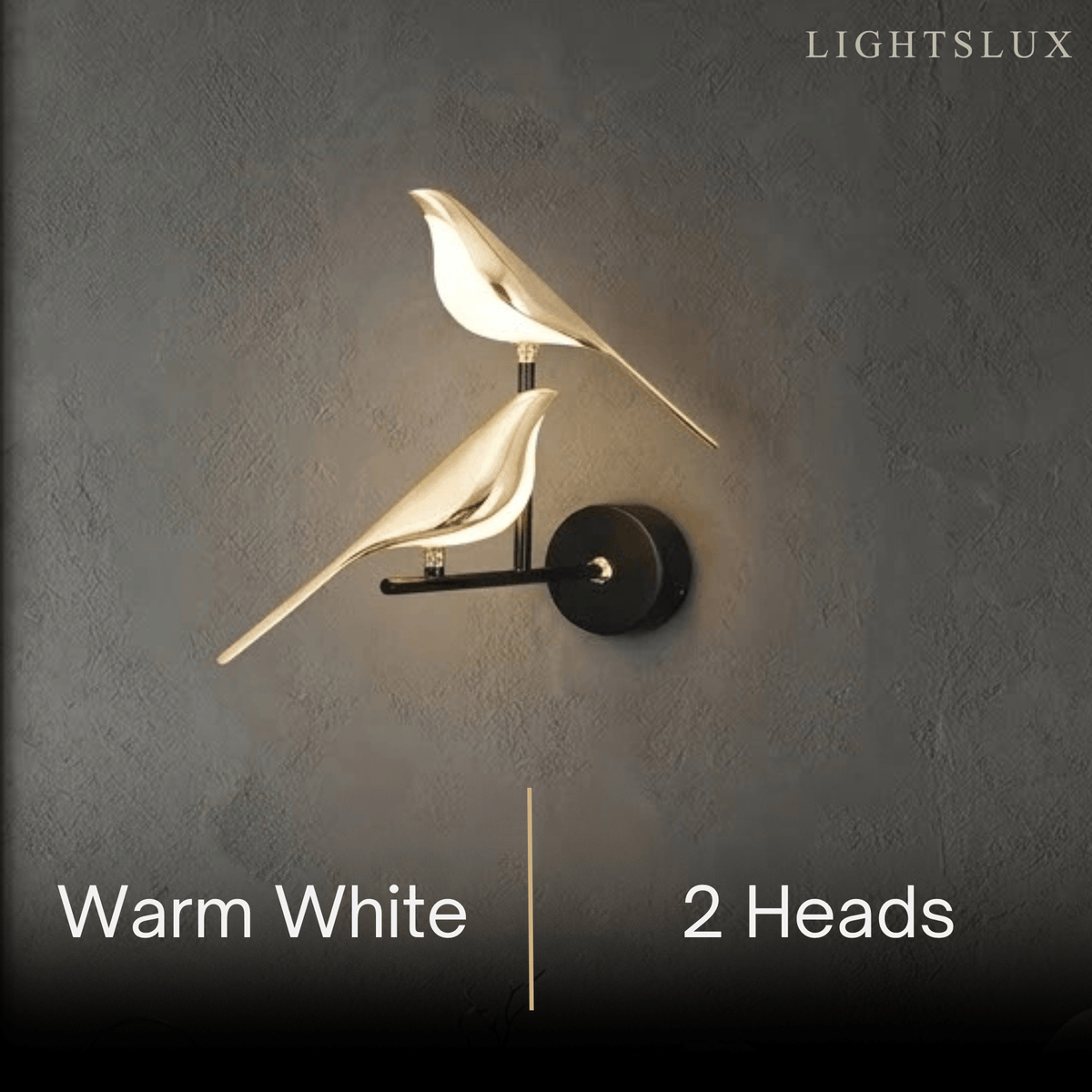 Black and gold bird design LED wall light by BROKLEN – view 8