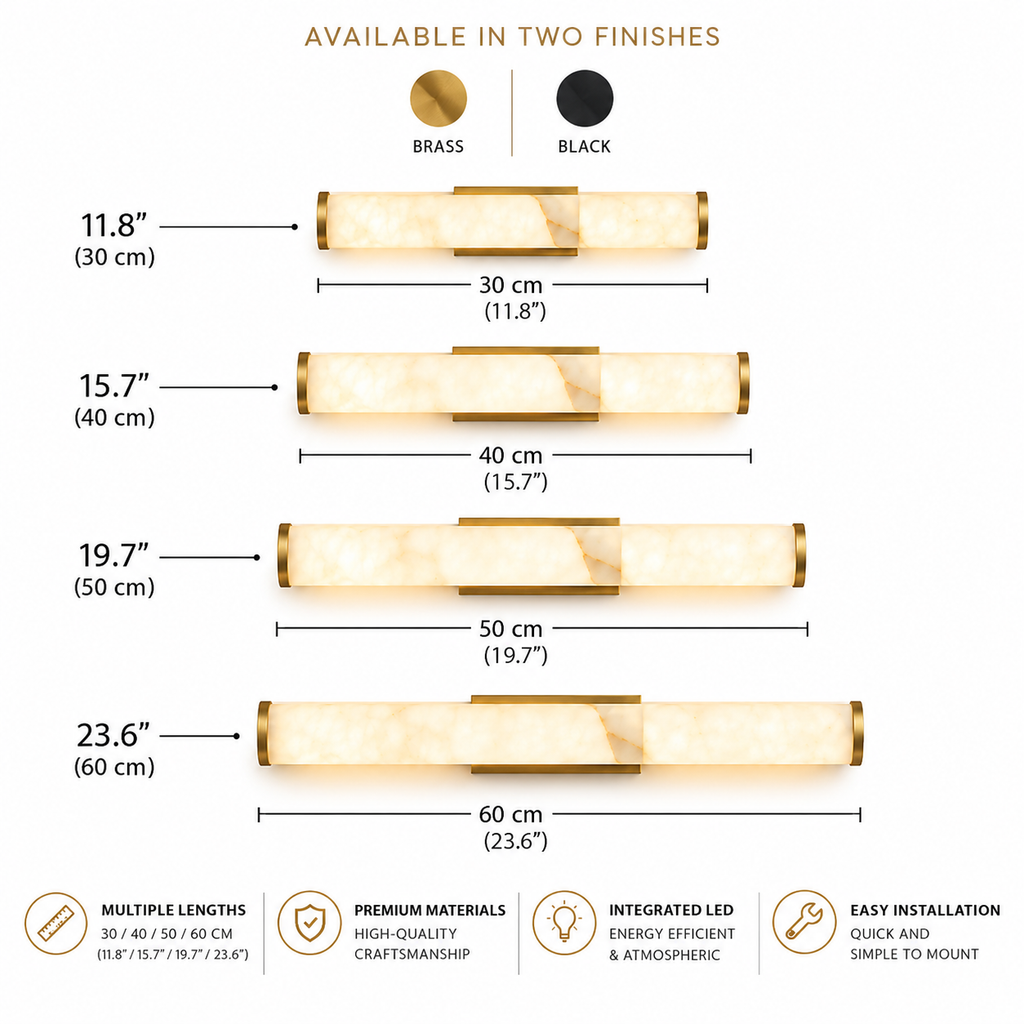 Vertical alabaster wall light in brass and black by BROKLEN – view 13