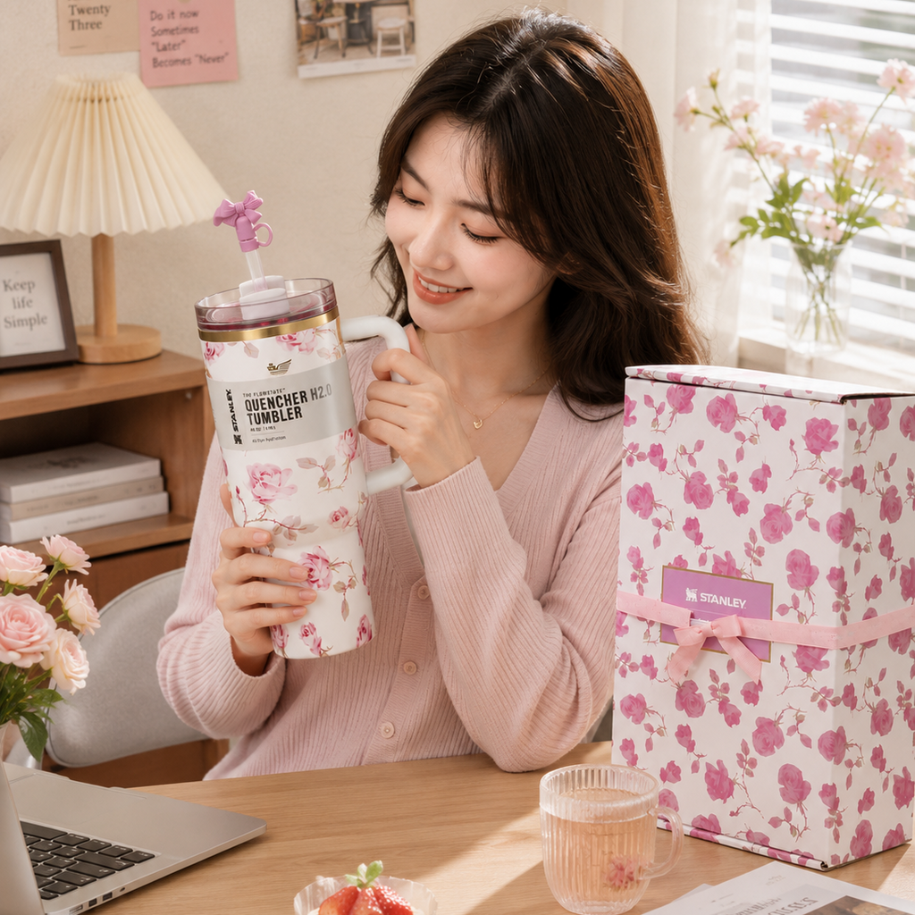 Stanley x LoveShackFancy Pink Rose Garden Tumbler