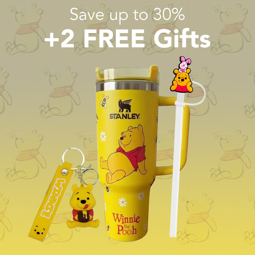 Winnie Tumbler Gift Set - yellow storybook bear tumbler with accessories