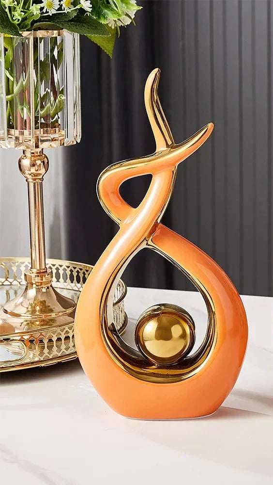 Abstract open form ceramic sculpture with gold centre by BROKLEN – view 14
