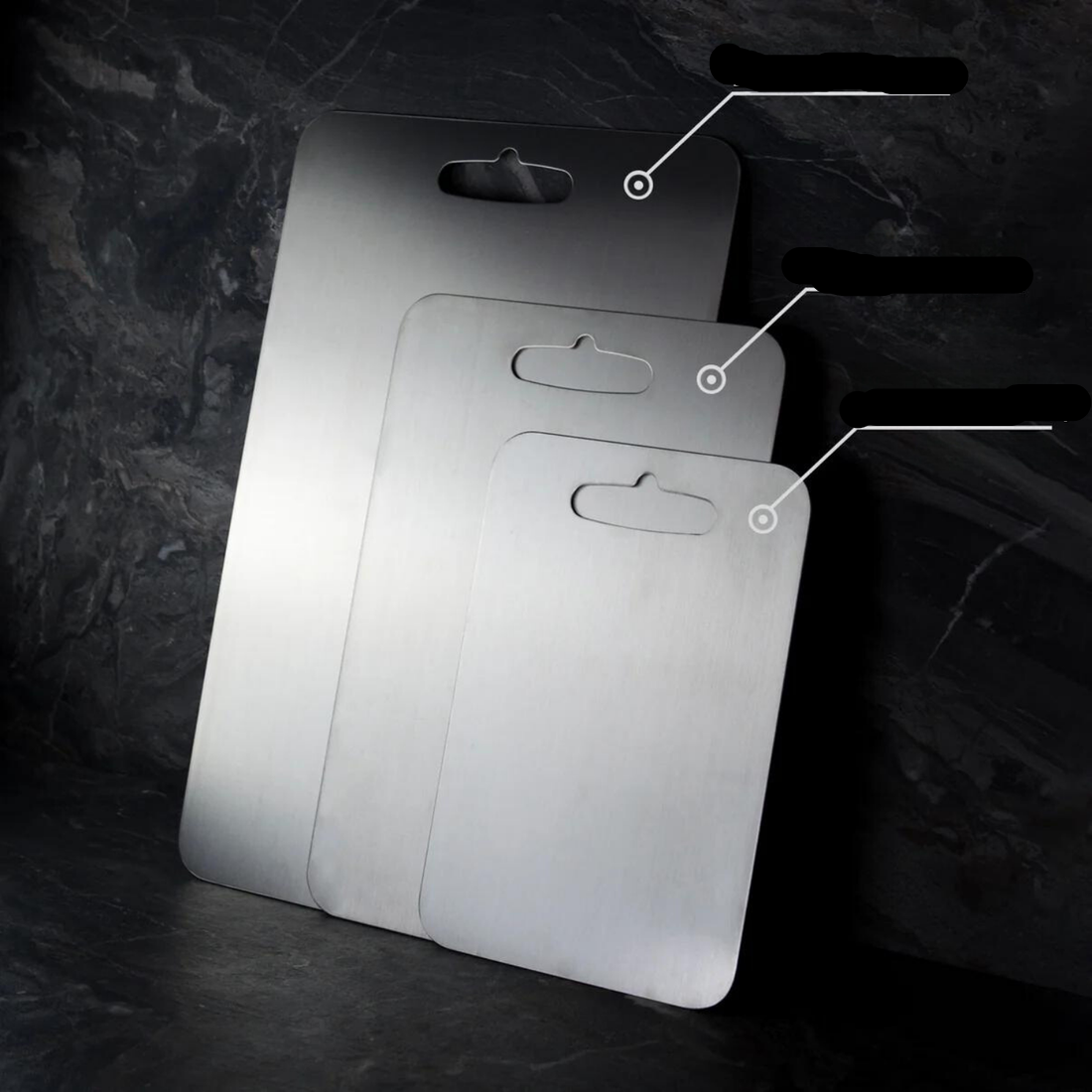 Stainless steel kitchen cutting board with rounded edges by BROKLEN – view 2