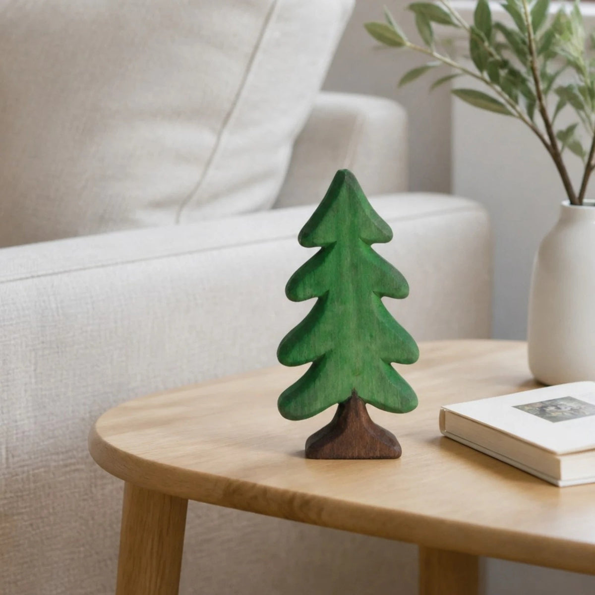 Whimsical handmade wooden evergreen tree tabletop decoration by BROKLEN – view 4