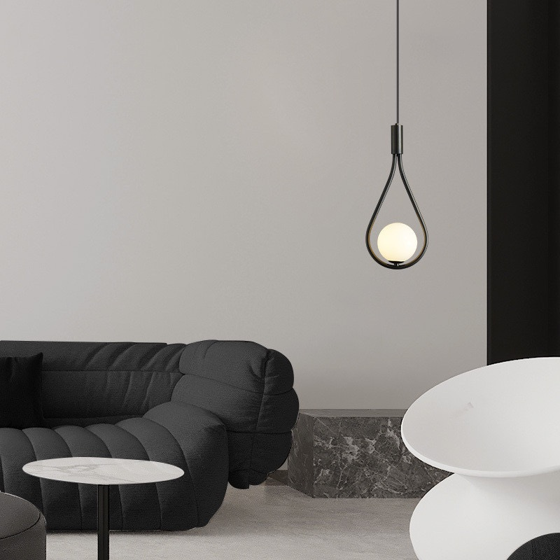 Contemporary minimalist LED pendant light in black and gold by BROKLEN – view 2