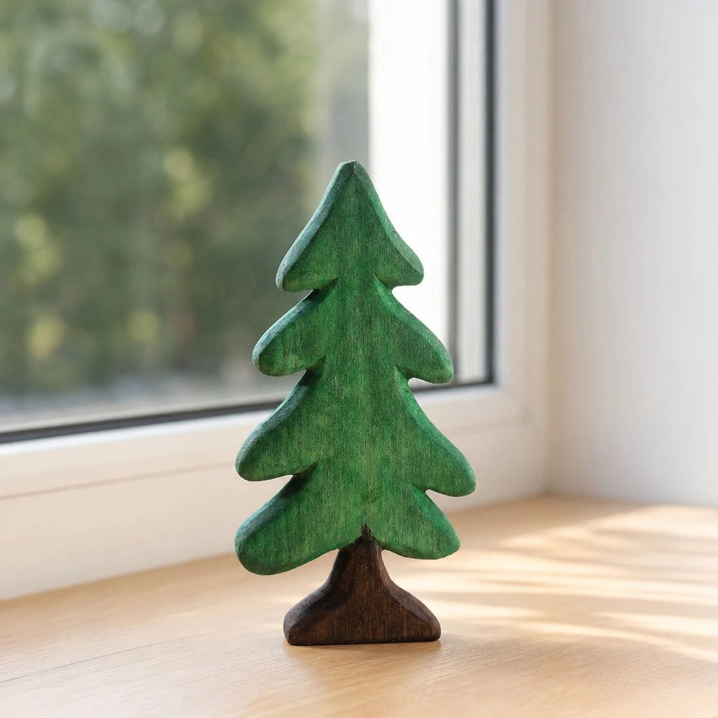 Whimsical handmade wooden evergreen tree tabletop decoration by BROKLEN