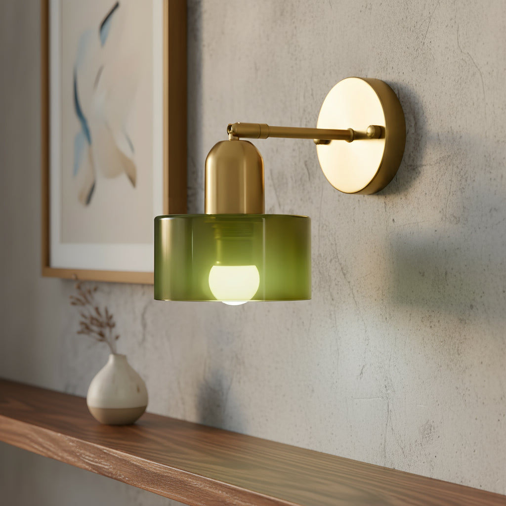 Bauhaus wall lamp with coloured glass shade by BROKLEN