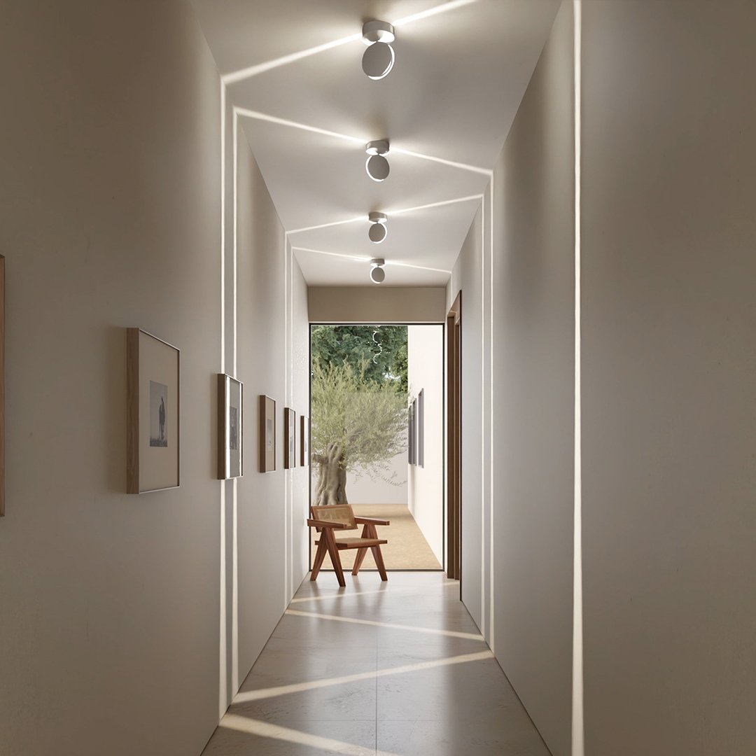Circular LED ceiling lamp with warm architectural illumination by BROKLEN – view 2