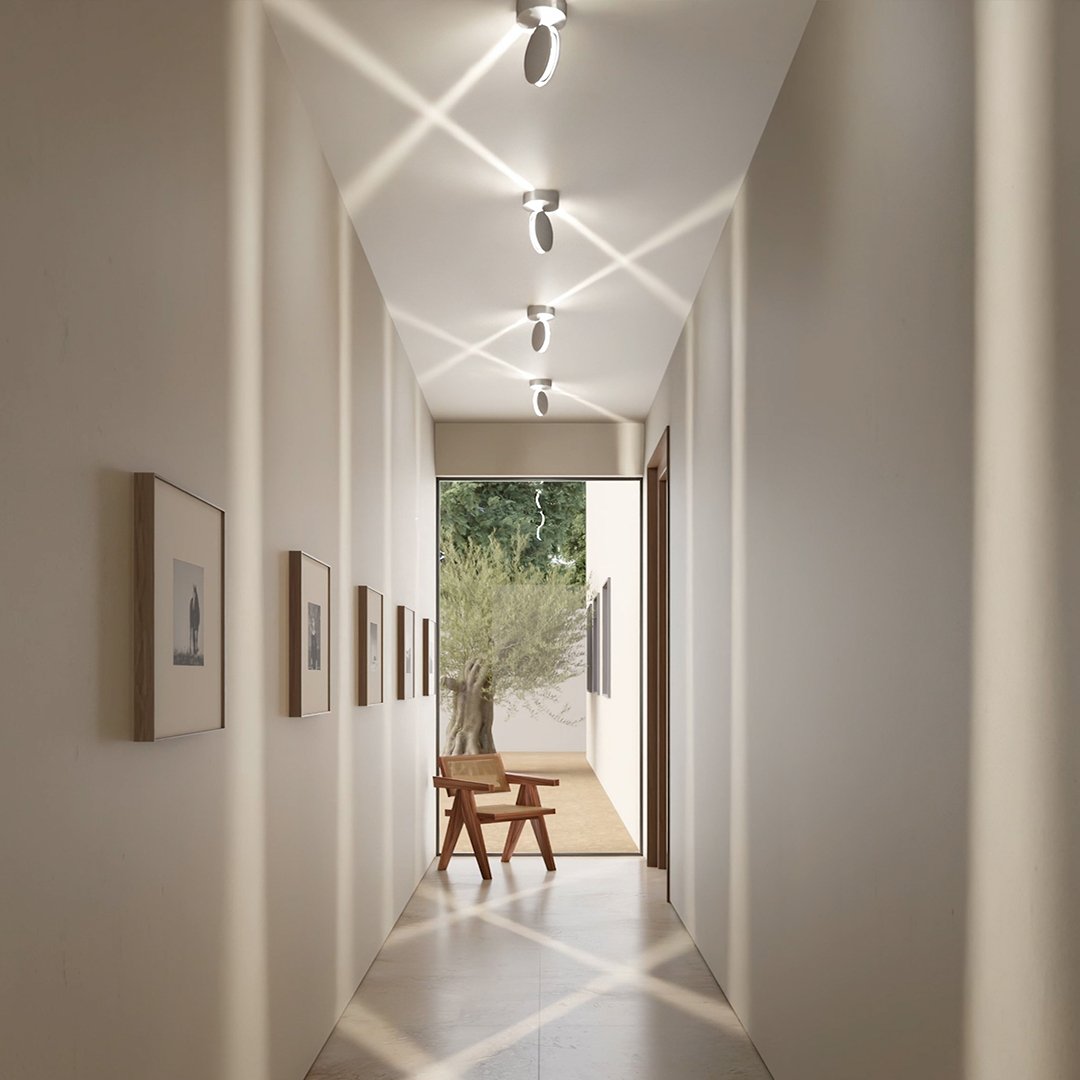 Circular LED ceiling lamp with warm architectural illumination by BROKLEN – view 3