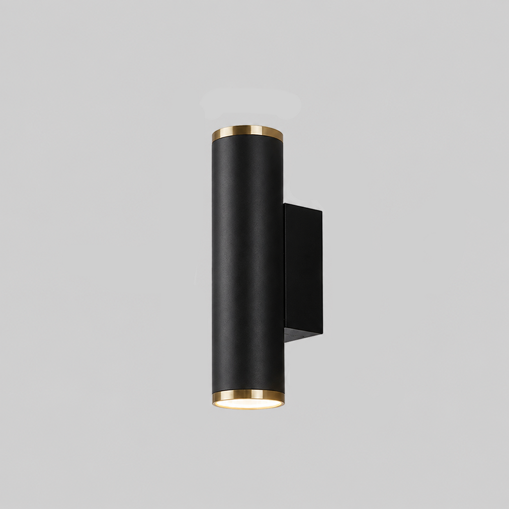 Black and gold up and down LED outdoor wall light by BROKLEN – view 4