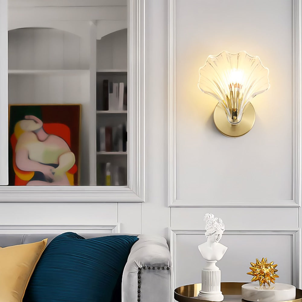 Brass and glass shell wall light – sculptural seashell wall sconce by BROKLEN – view 8