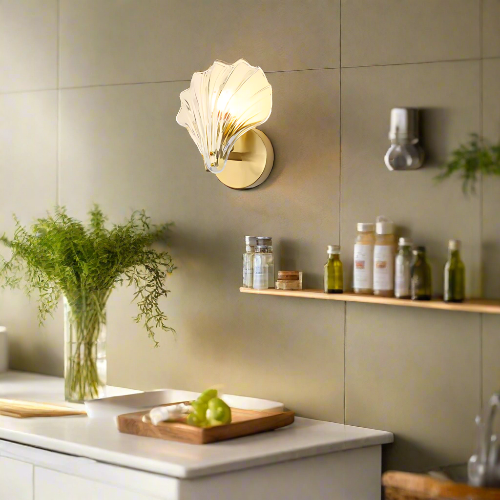 Brass and glass shell wall light – sculptural seashell wall sconce by BROKLEN – view 10