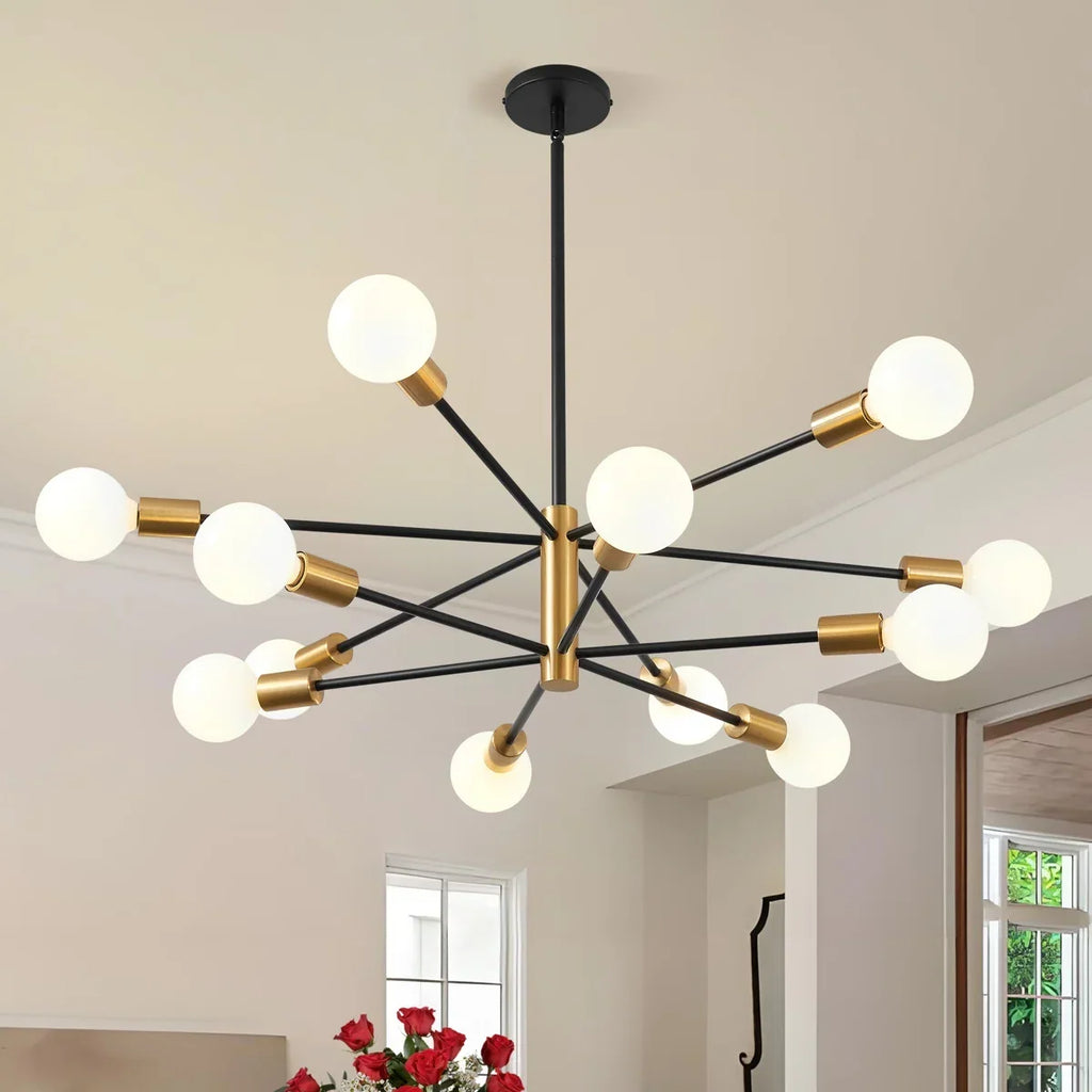 12-light Sputnik chandelier with frosted globe shades by BROKLEN – view 5