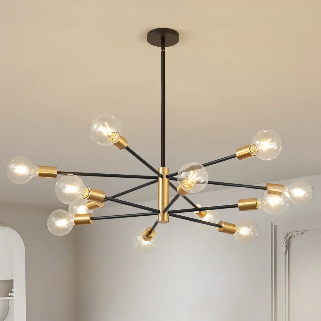12-light Sputnik chandelier with frosted globe shades by BROKLEN – view 6