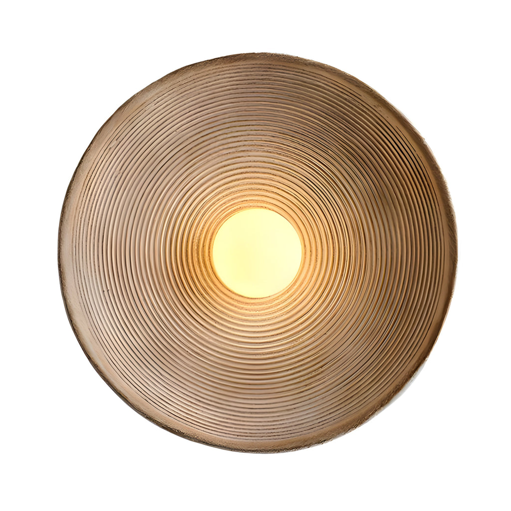 Retro Japandi round resin wall light with concentric rings by BROKLEN