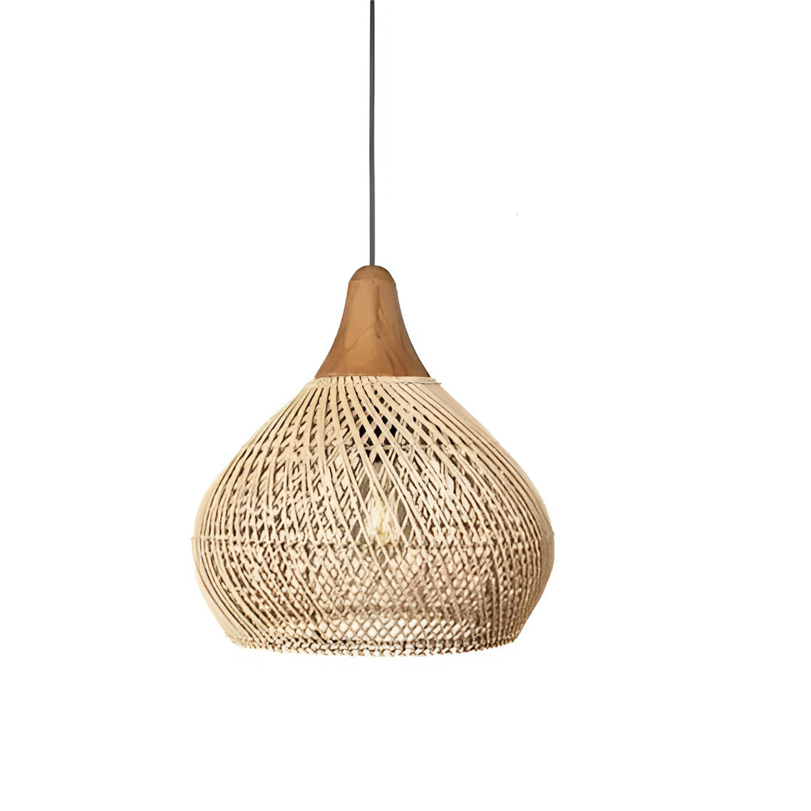 Boho woven rattan pendant light in natural and black – ceiling light by BROKLEN