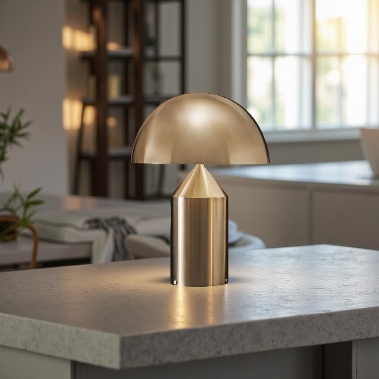 Nordic sculptural table lamp in gold and black by BROKLEN – view 11