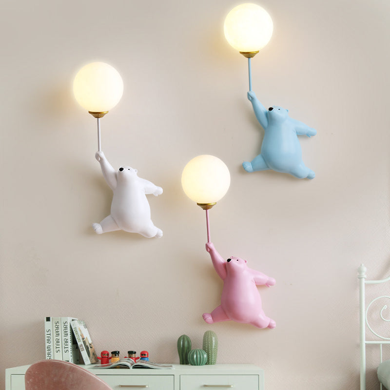 Cute bear holding balloon wall lamp for kids room by BROKLEN