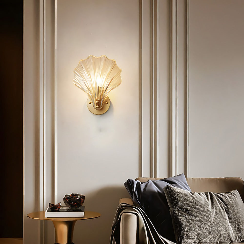 Brass and glass shell wall light – sculptural seashell wall sconce by BROKLEN – view 4