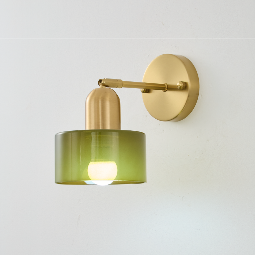 Bauhaus wall lamp with coloured glass shade by BROKLEN – view 10