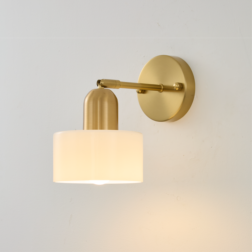 Bauhaus wall lamp with coloured glass shade by BROKLEN – view 7