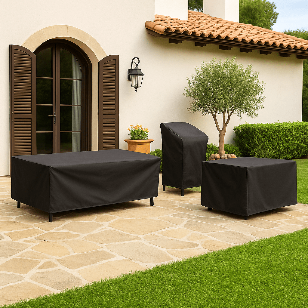 Waterproof outdoor garden furniture cover over a patio set by BROKLEN – view 3