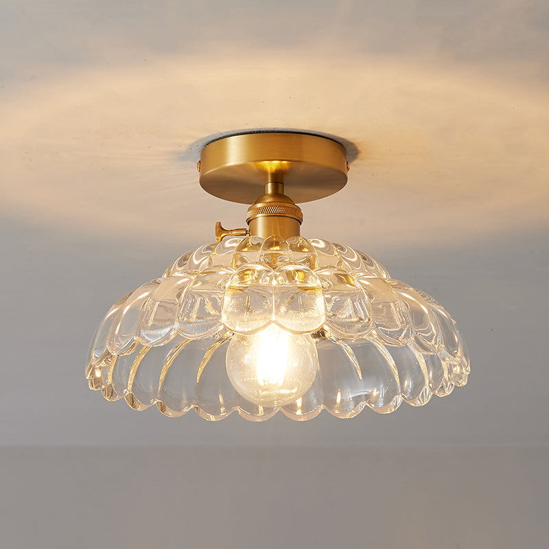 Vintage clear glass ceiling light with brass detailing by BROKLEN – view 10