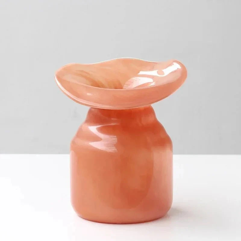 Hand-formed peach glass Christmas vase by BROKLEN – view 9
