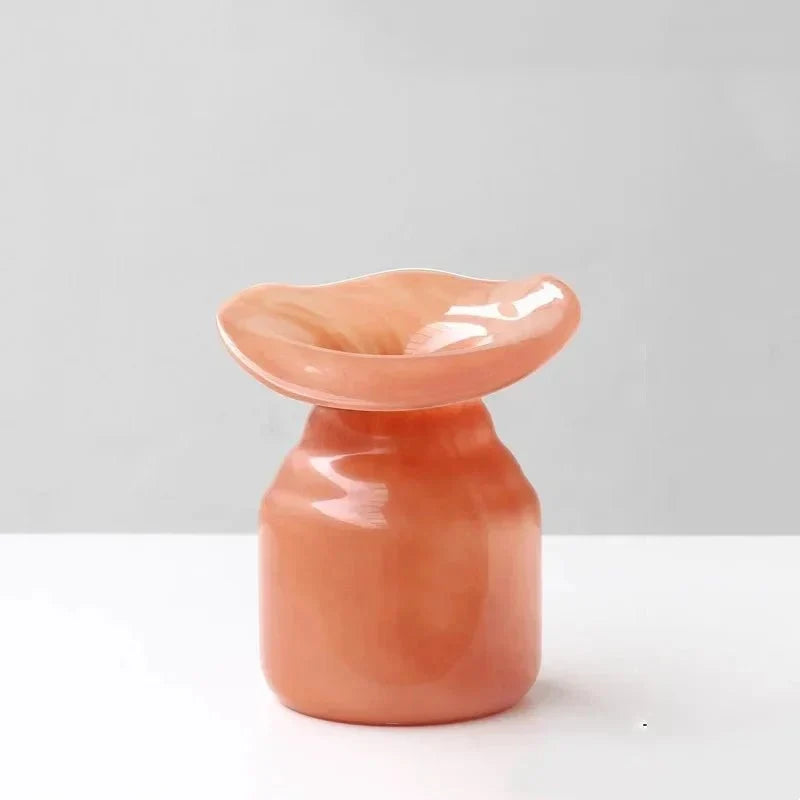 Hand-formed peach glass Christmas vase by BROKLEN – view 11