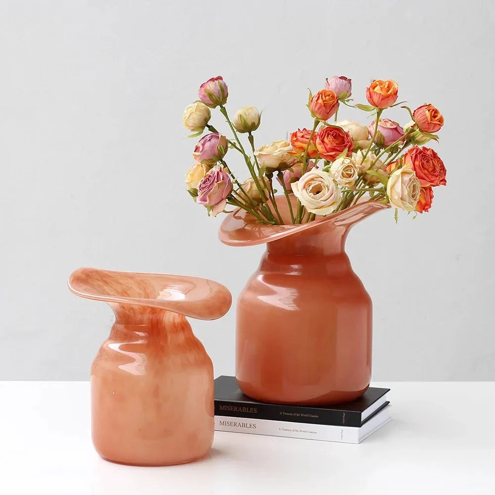 Hand-formed peach glass Christmas vase by BROKLEN – view 3