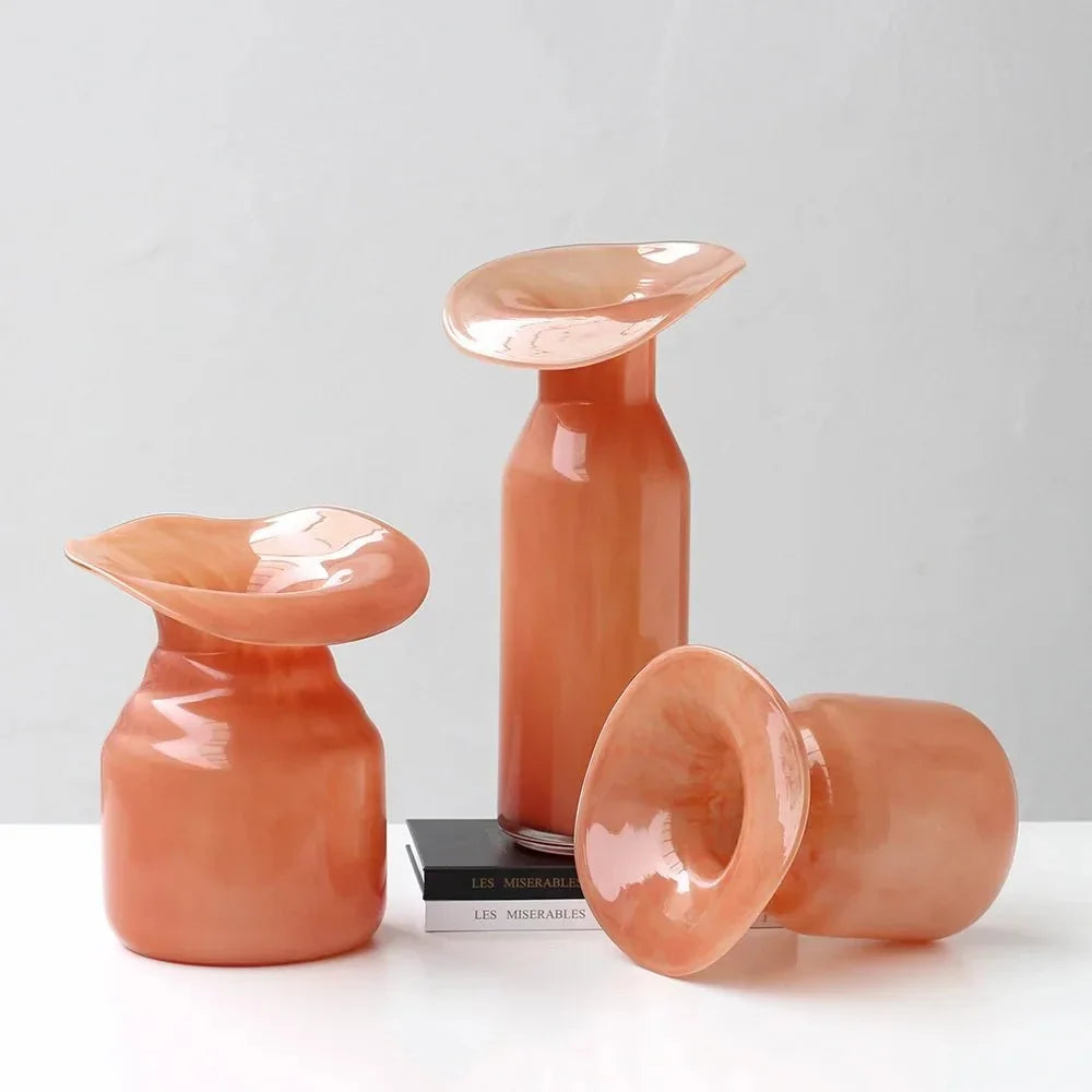 Hand-formed peach glass Christmas vase by BROKLEN – view 8