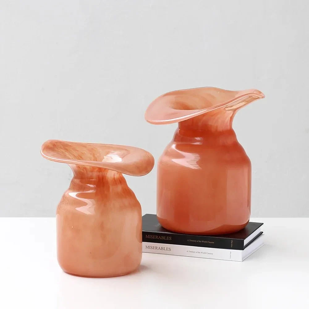 Hand-formed peach glass Christmas vase by BROKLEN – view 7