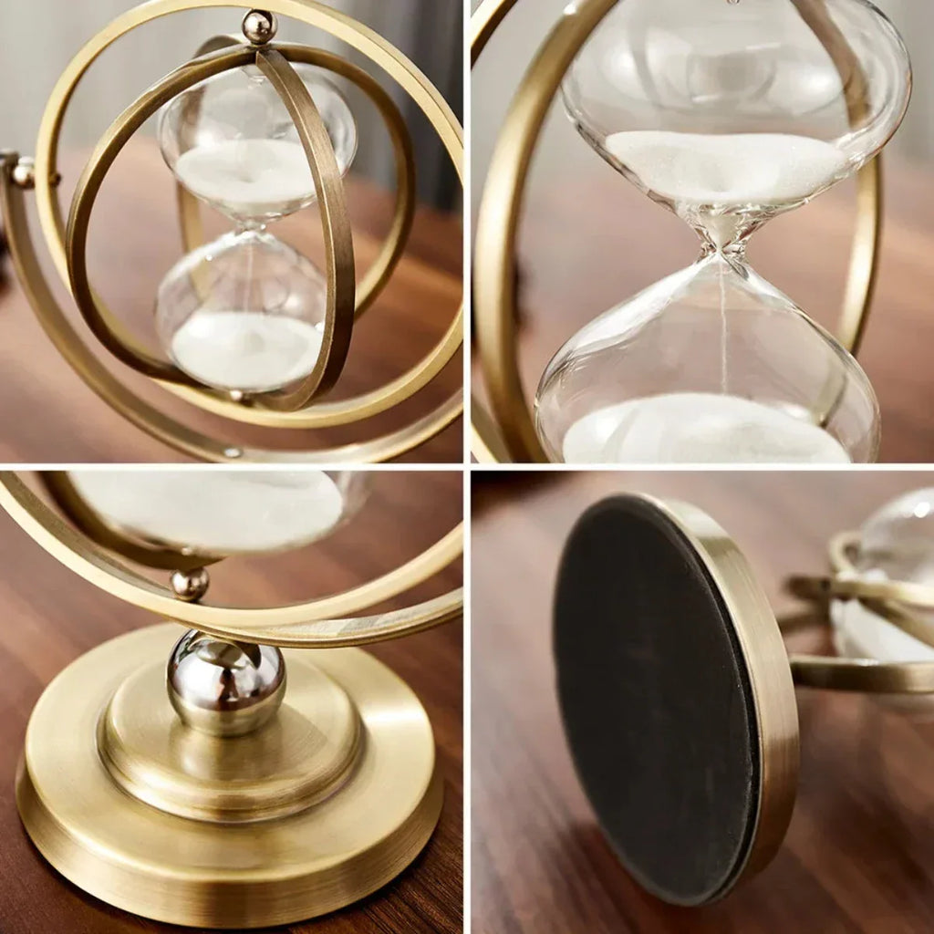 Hourglass sand timer in a circular metal frame by BROKLEN – view 3